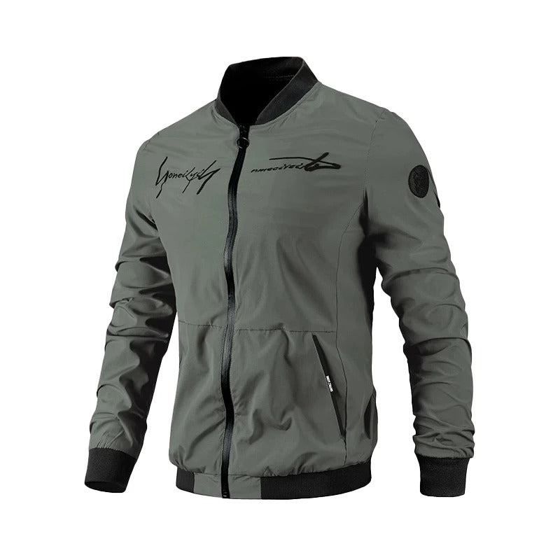 Embroidered Men's Bomber Jacket for Transitional Season – Leon