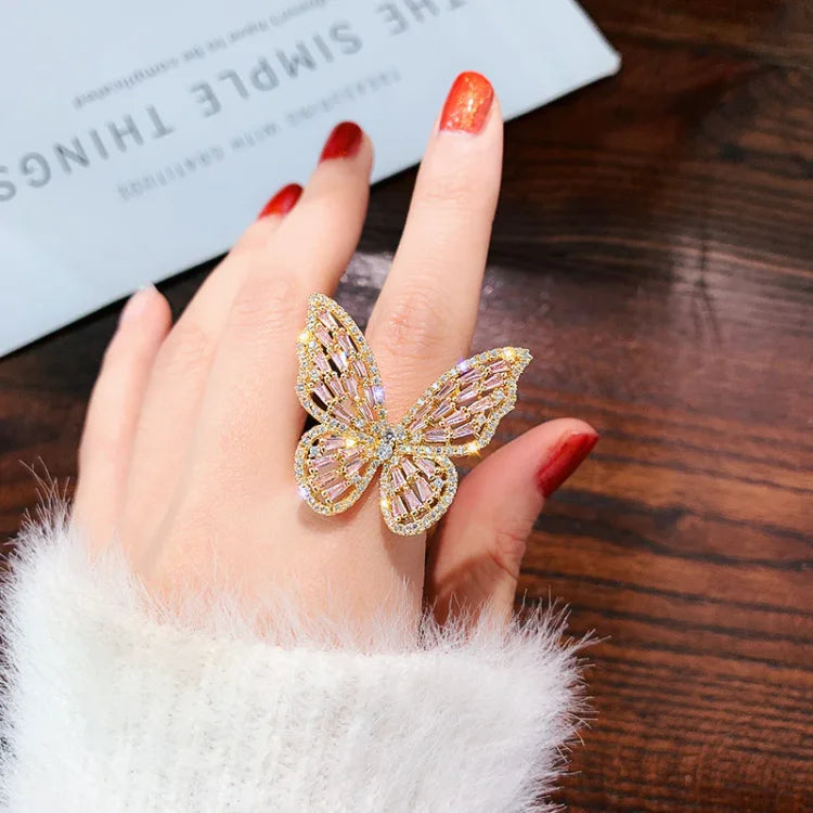 Crystal Butterfly Ring – Elena
