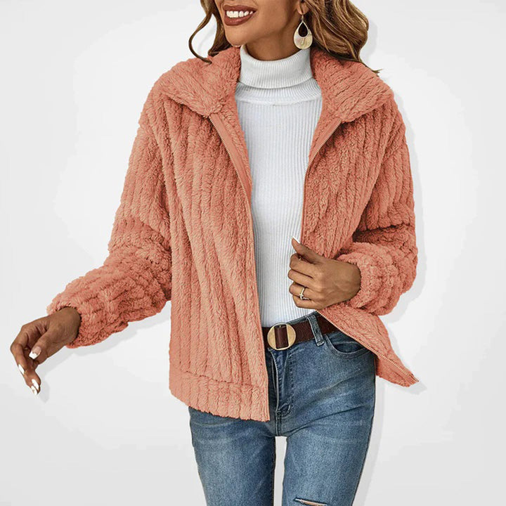 Damen Langfleeceweste rosa, modisch, warm, Herbstmode, weiches Material, Freizeitkleidung.