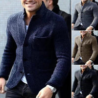 Herren Strickjacke, blau, braun, grau, modisch, elegant, Freizeitkleidung, Herbstmode.