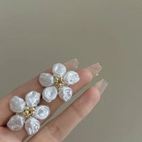 Irregular Pearl Petal Earrings – Celine