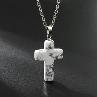 Necklace with Cross made of Natural Gemstones – Seraphina