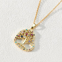 Zirconia Round Hollow Tree of Life Pendant – Necklace – Luna