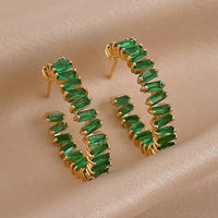 Emerald Green Crystal Hoops – Esme