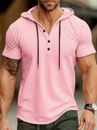 Herren T-Shirt mit Kapuze und Knopfverschluss – Mason