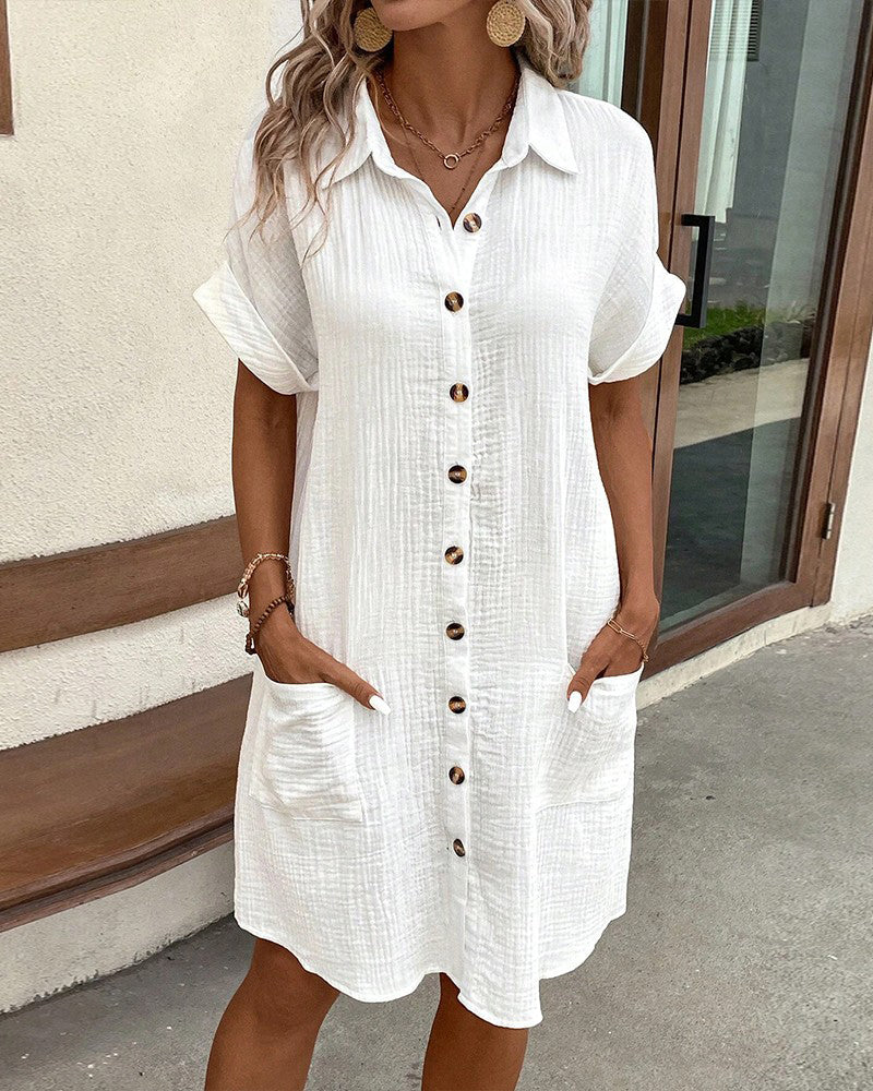 Summer dress with button closure and short sleeves – Lotte
