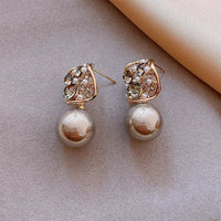 Gray/Taupe Luxury Crystal Pearl Earrings – Eloria