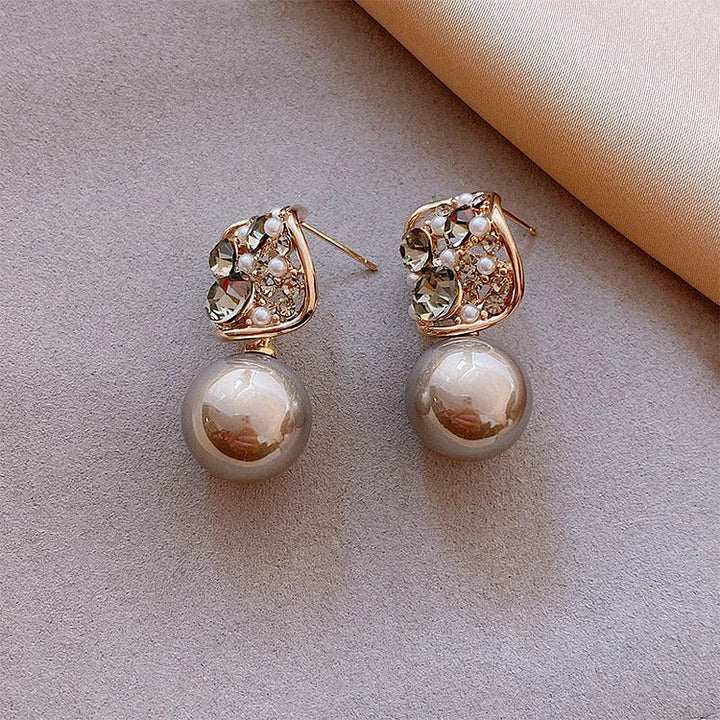 Gray/Taupe Luxury Crystal Pearl Earrings – Eloria