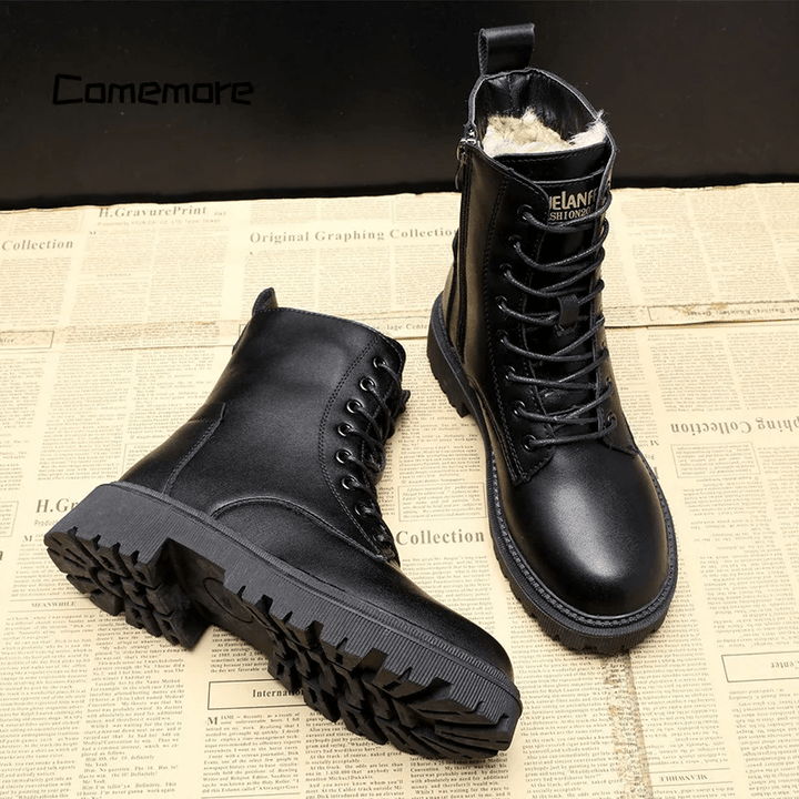 Luxury black women's winter boots made of leather – Bella