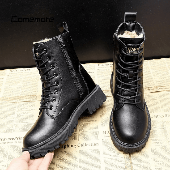 Luxury black women's winter boots made of leather – Bella