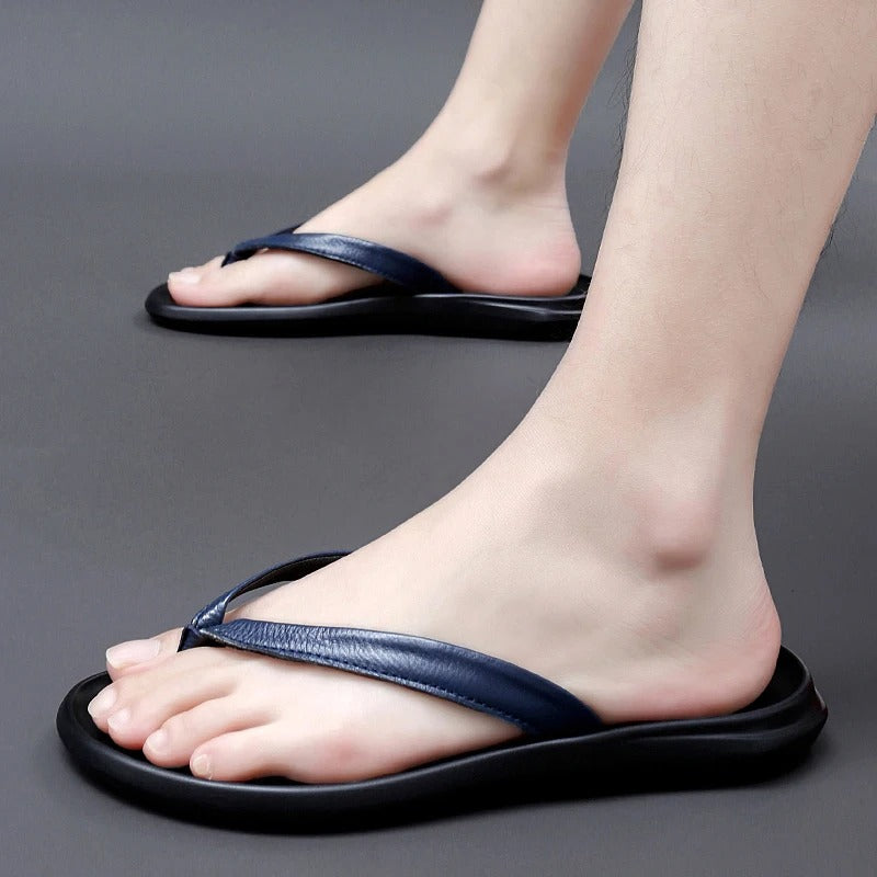 Skridsikre og stilfulde herre læderslippers til sommer – Dario