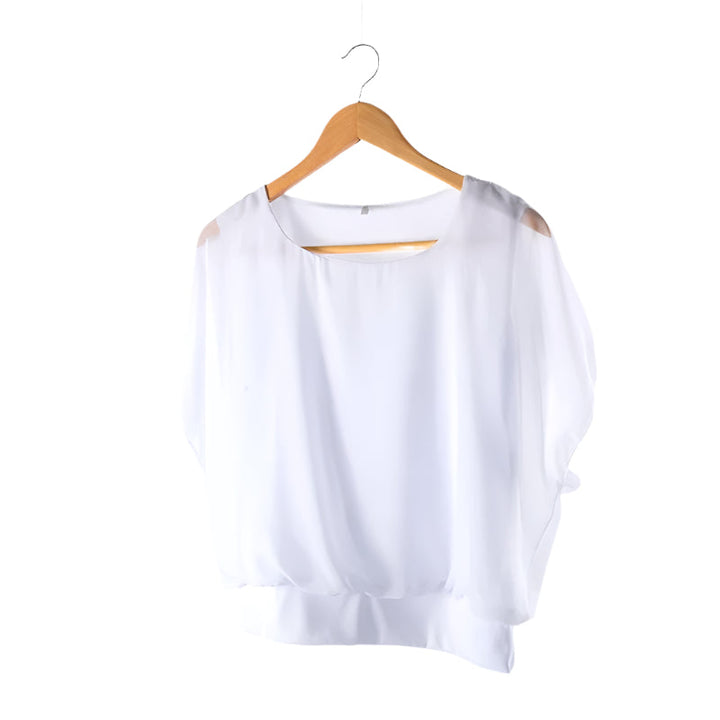 Blusa de gasa para mujer con mangas con volantes – Ariana