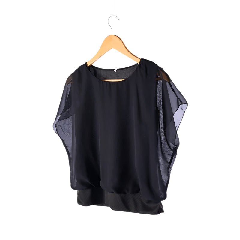 Blusa de gasa para mujer con mangas con volantes – Ariana