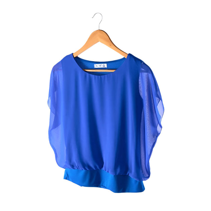 Blusa de gasa para mujer con mangas con volantes – Ariana