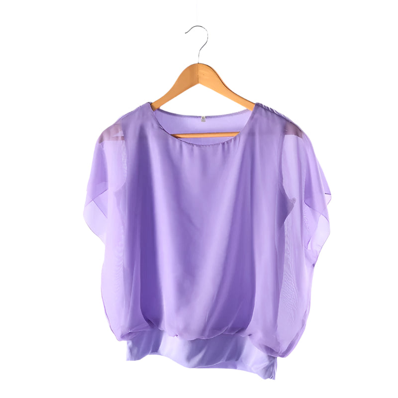 Blusa de gasa para mujer con mangas con volantes – Ariana