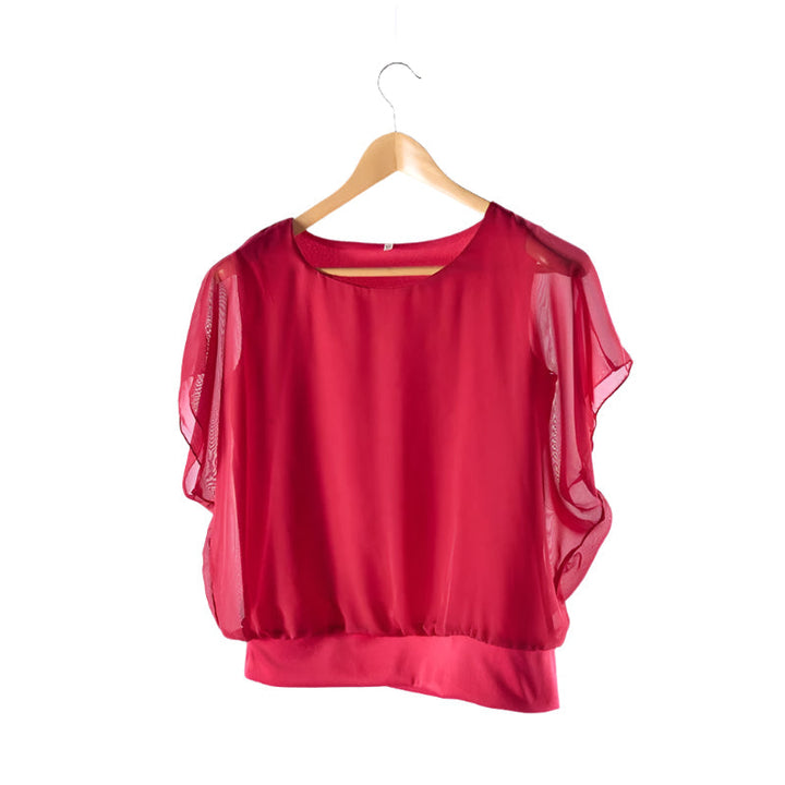 Blusa de gasa para mujer con mangas con volantes – Ariana