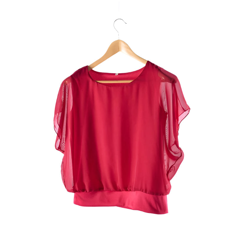 Blusa de gasa para mujer con mangas con volantes – Ariana