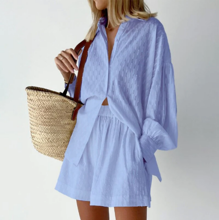 Conjunto de verano de 2 piezas con blusa y pantalones cortos – Isla
