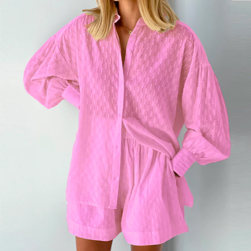 Conjunto de verano de 2 piezas con blusa y pantalones cortos – Isla