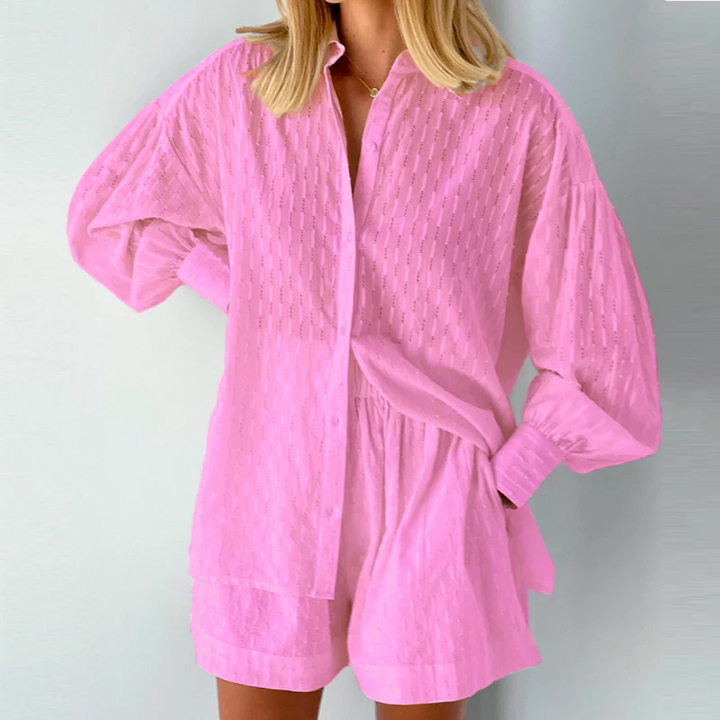 Conjunto de verano de 2 piezas con blusa y pantalones cortos – Isla