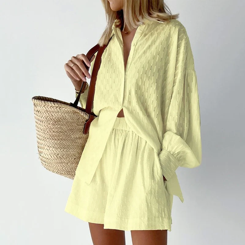 Conjunto de verano de 2 piezas con blusa y pantalones cortos – Isla