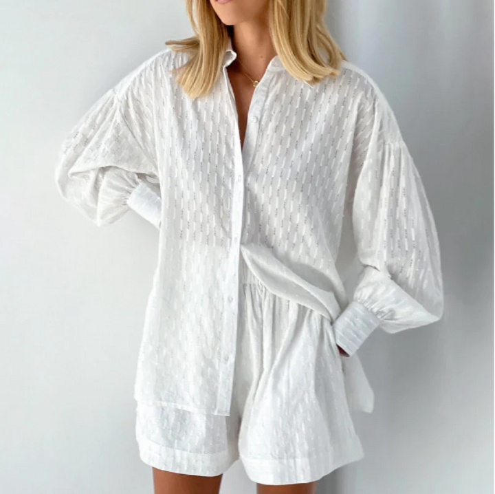 Conjunto de verano de 2 piezas con blusa y pantalones cortos – Isla