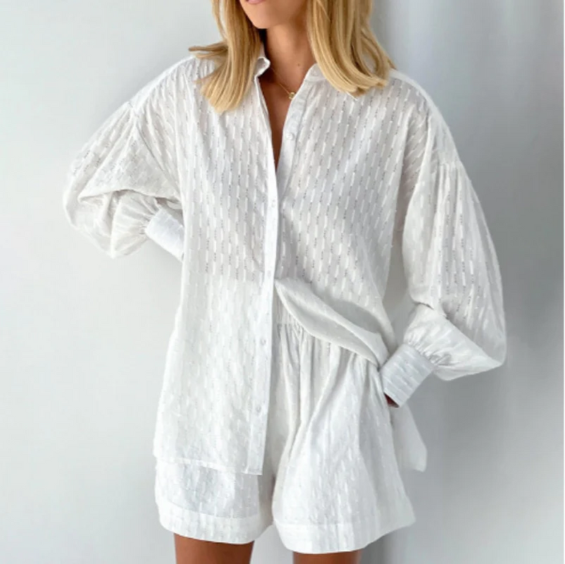 Conjunto de verano de 2 piezas con blusa y pantalones cortos – Isla