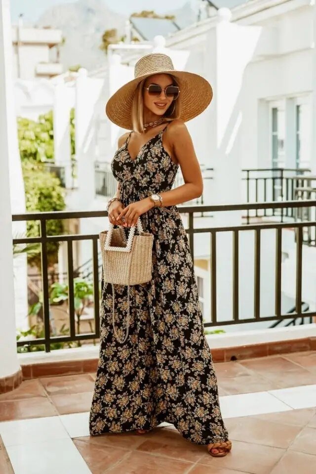 Boho maxi dress with floral pattern for summer – Yara