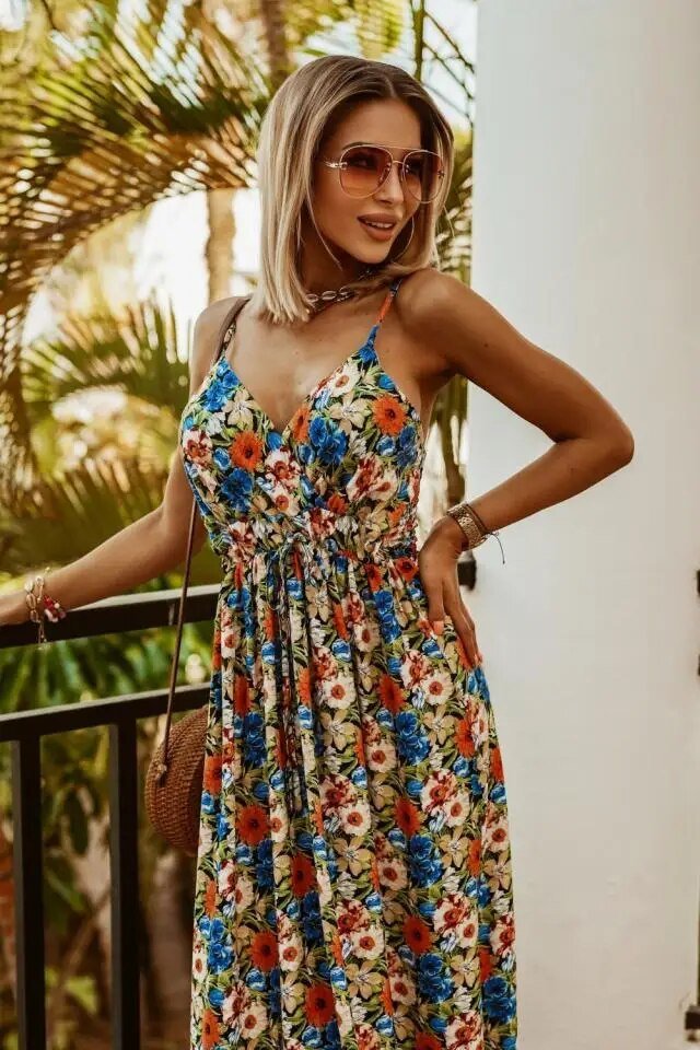 Boho maxi dress with floral pattern for summer – Yara