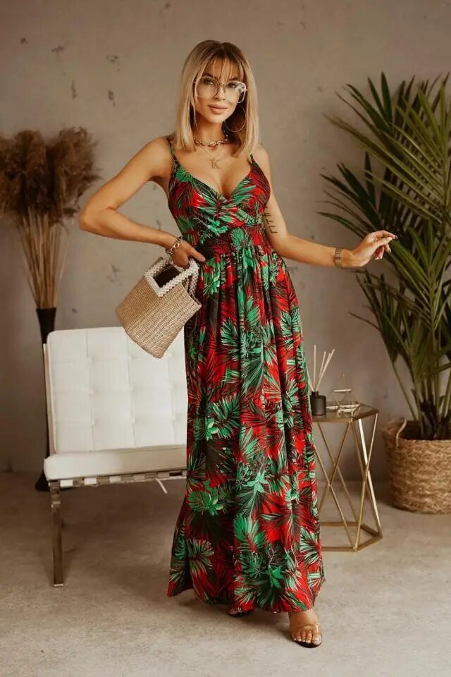 Boho maxi dress with floral pattern for summer – Yara