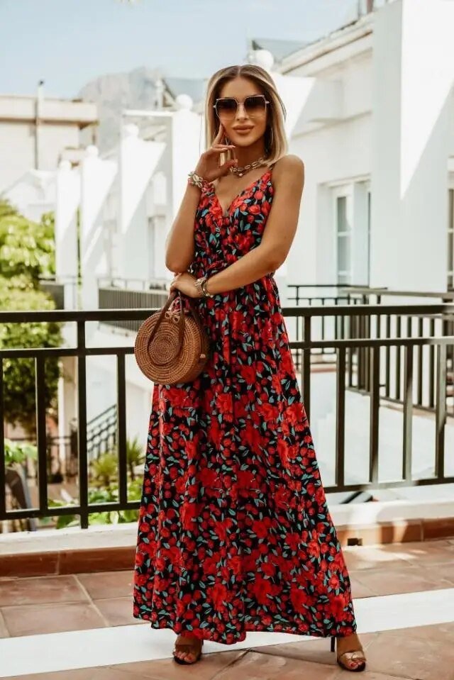 Boho maxi dress with floral pattern for summer – Yara