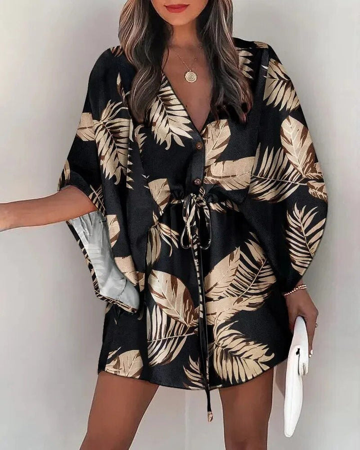 Sommerkleid mit V-Ausschnitt und Rüschenärmeln – Amira