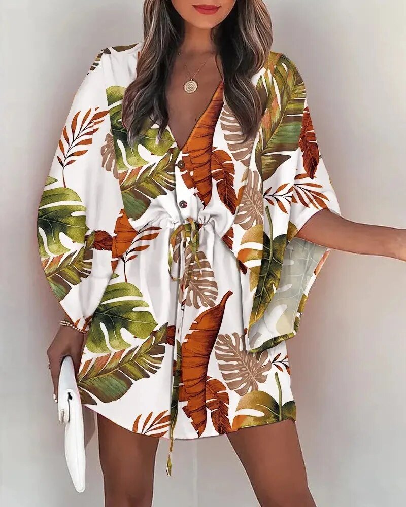 Sommerkleid mit V-Ausschnitt und Rüschenärmeln – Amira