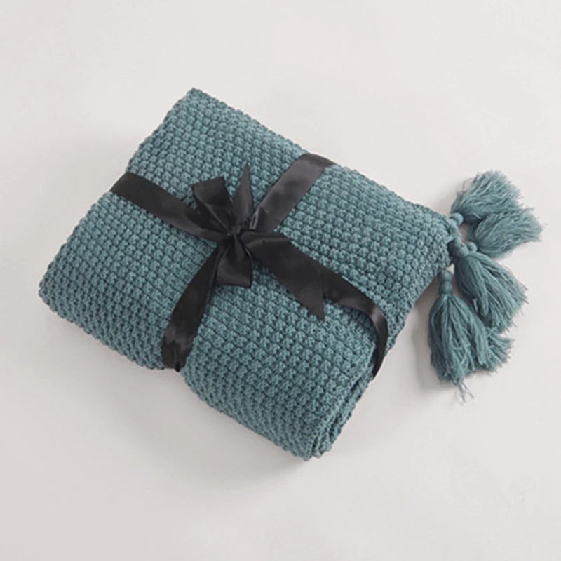 Scandinavian Knit Wool Blanket - Aurora