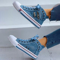 Trendy høye denim damesneakers – Selina