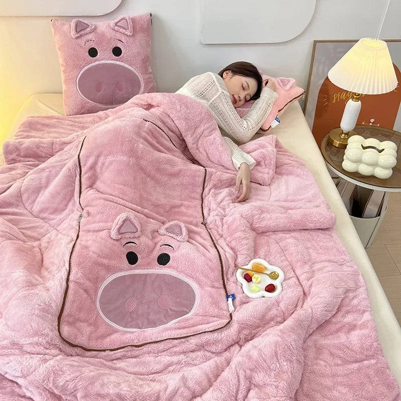 Luxus Cartoon Decken- und Kissen-Set – Nomi