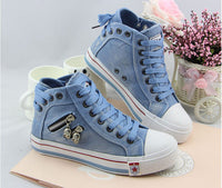 Trendy høye denim damesneakers – Selina