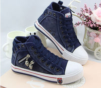 Trendy høye denim damesneakers – Selina