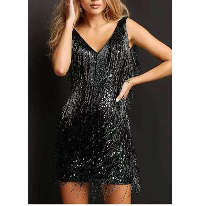 Sparkling Sequin Dress with Fringes – Celina