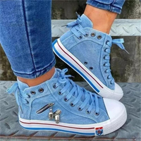 Trendy høye denim damesneakers – Selina