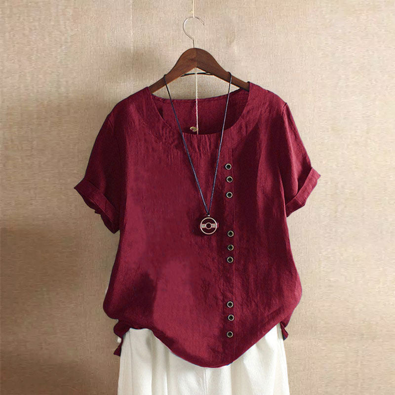 Simple T-shirt with short sleeves and round neck – Samantha