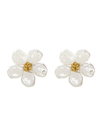 Irregular Pearl Petal Earrings – Celine