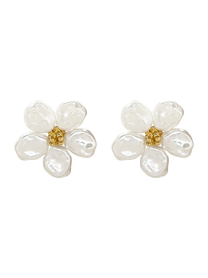 Irregular Pearl Petal Earrings – Celine