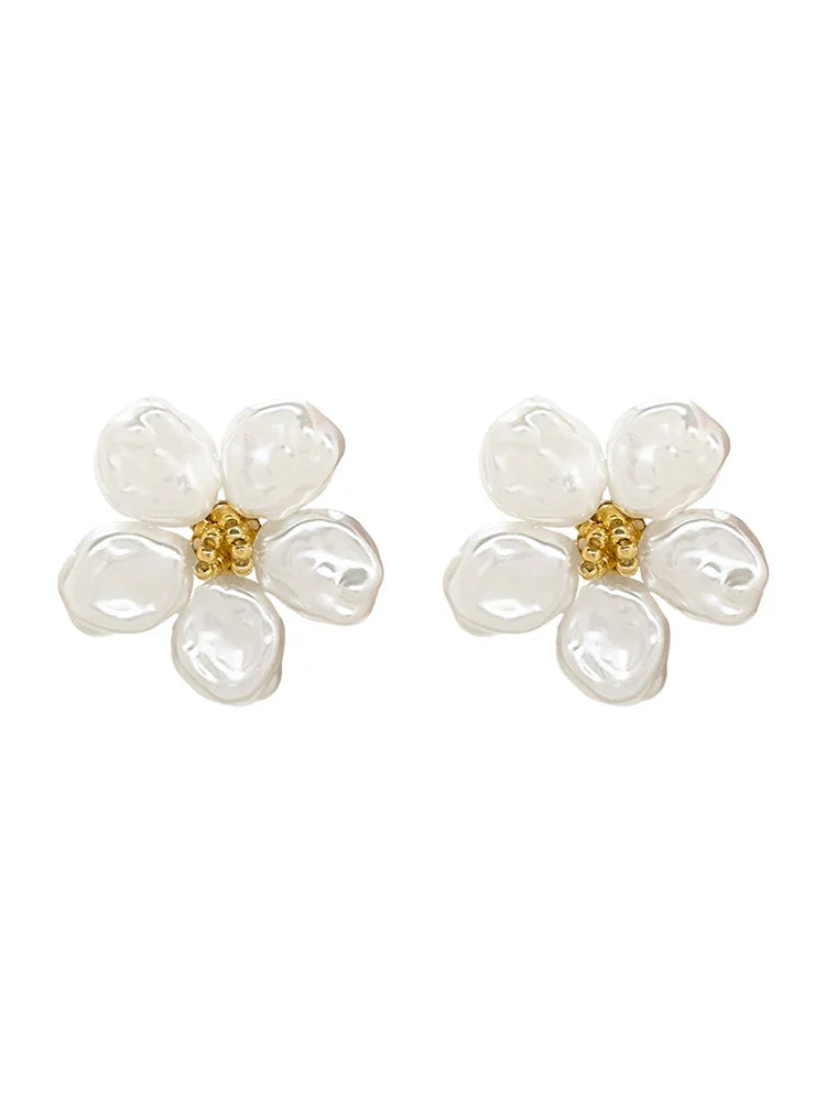Irregular Pearl Petal Earrings – Celine