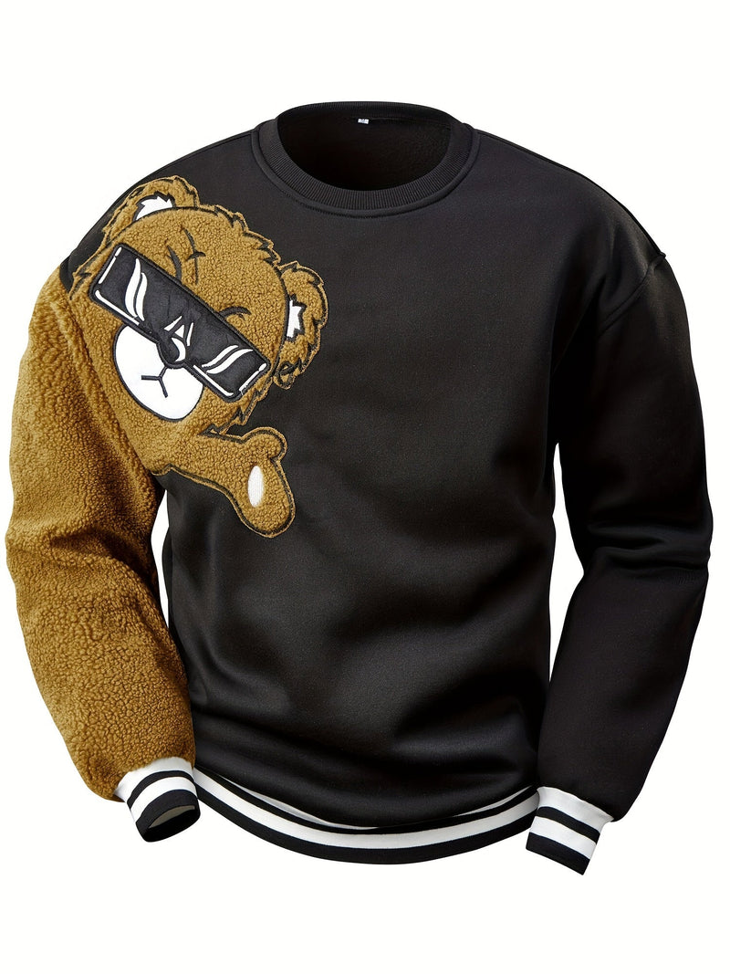 Men's Sweatshirt with Embroidered Cartoon Bear - Jasper