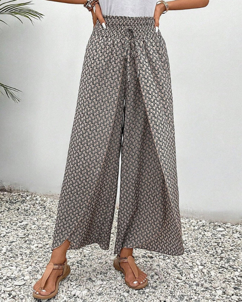Women's pants with high waist & geometric pattern – Sapphira