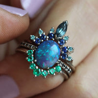 Sapphire and Opal Ring Set (3-piece) – Isabella