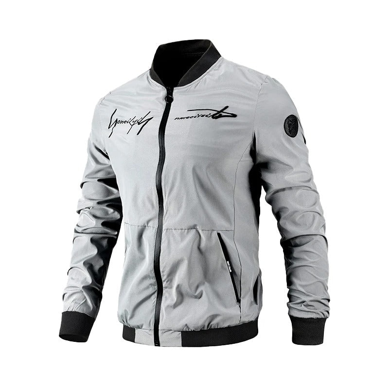 Embroidered Men's Bomber Jacket for Transitional Season – Leon