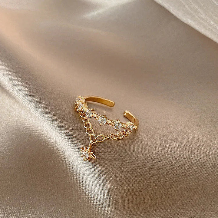 Anillo de cadena con hexagrama dorado – Lyra
