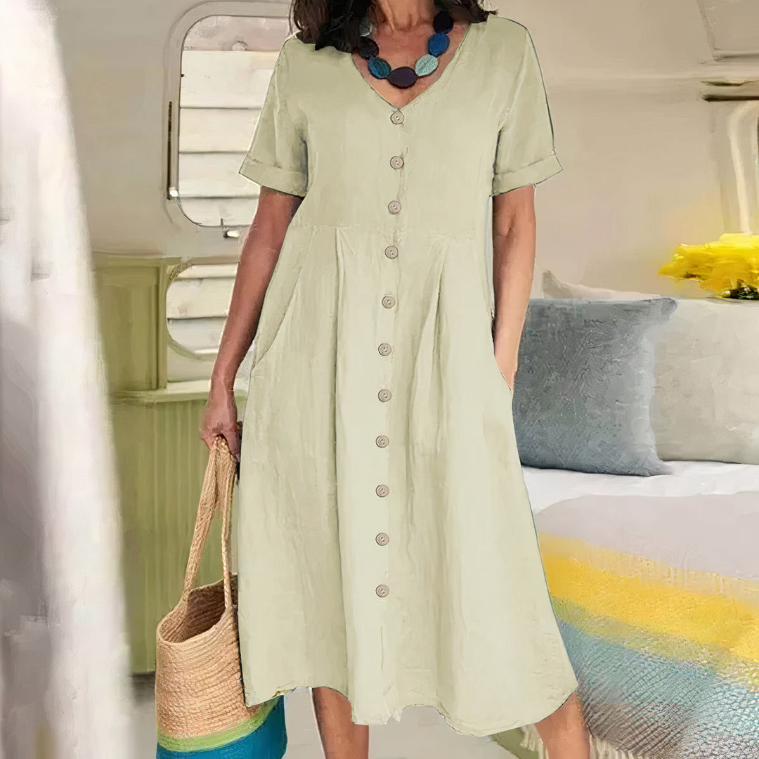 Lässiges Baumwoll-Leinen Sommerkleid – Noor